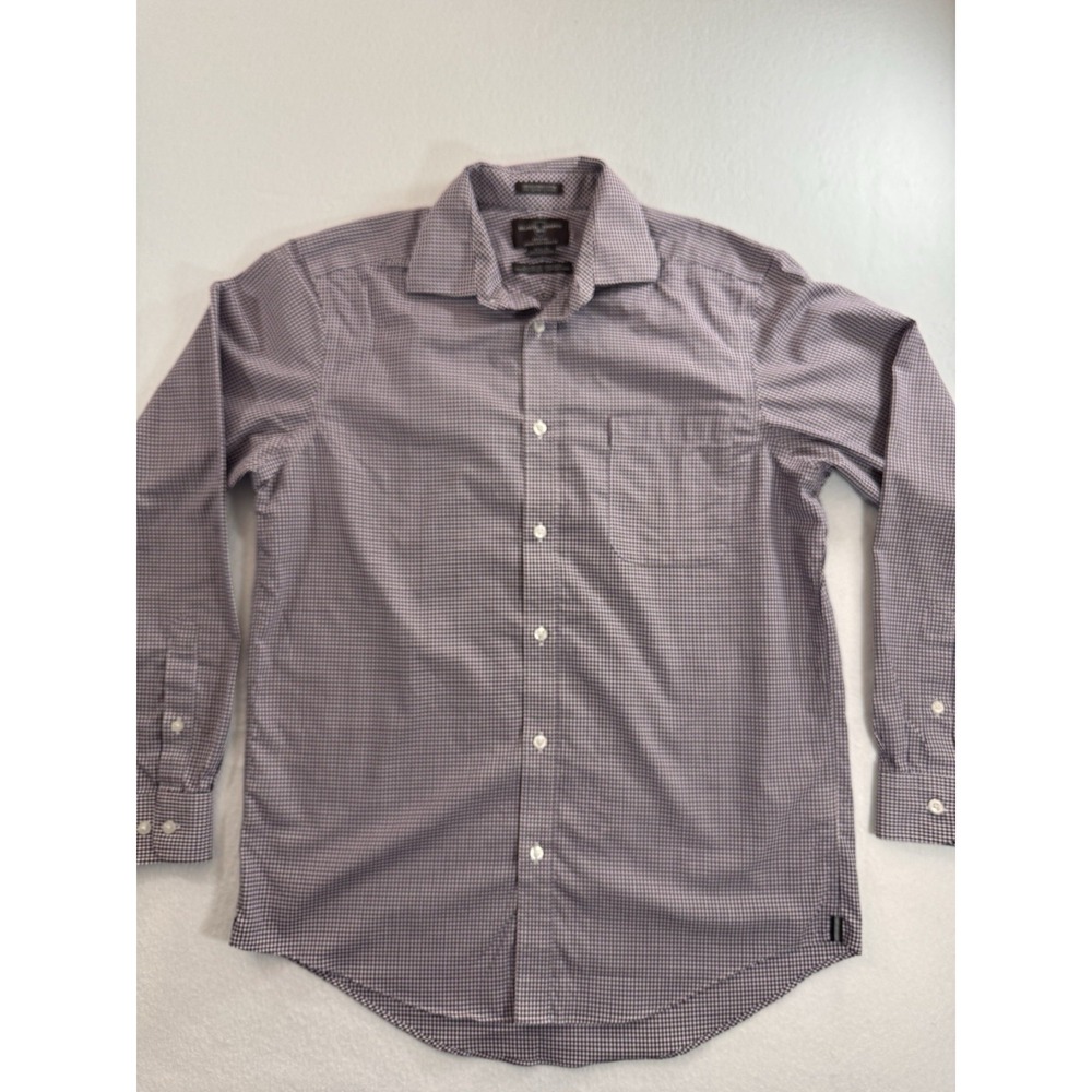 Black Brown 1826 Mens Shirt 15.5/34 Classic Egyptian Cotton Purple Checked EUC